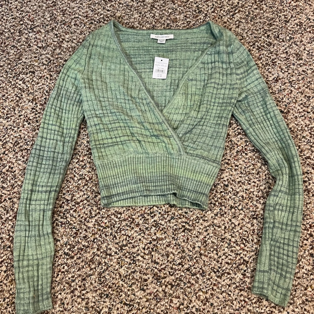 American Eagle Outfitters Green Ribbed Sweater